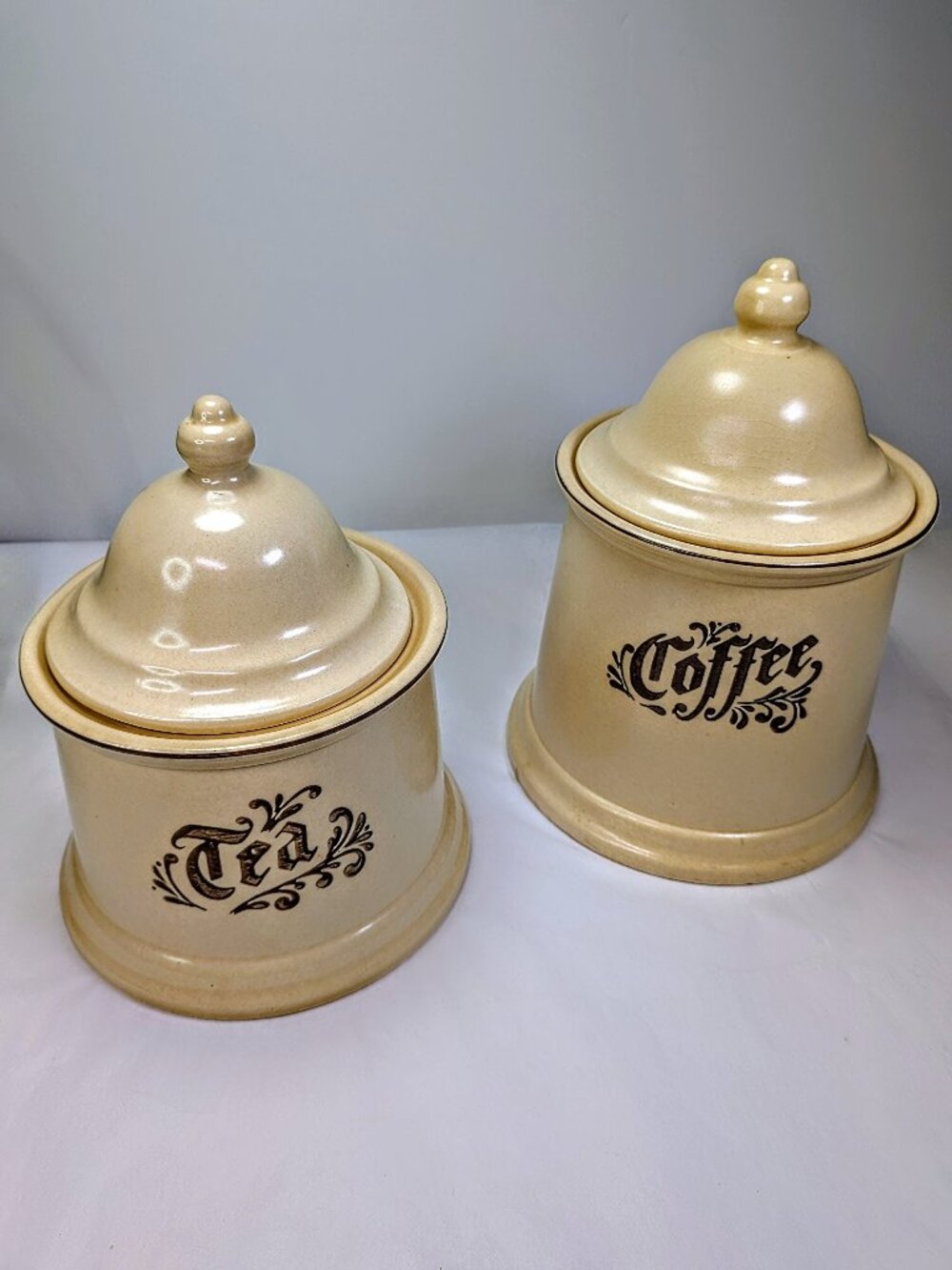 Vintage Pfaltzgraff Village Coffee & Tea Canister Set | Farmhouse Kitchen Decor